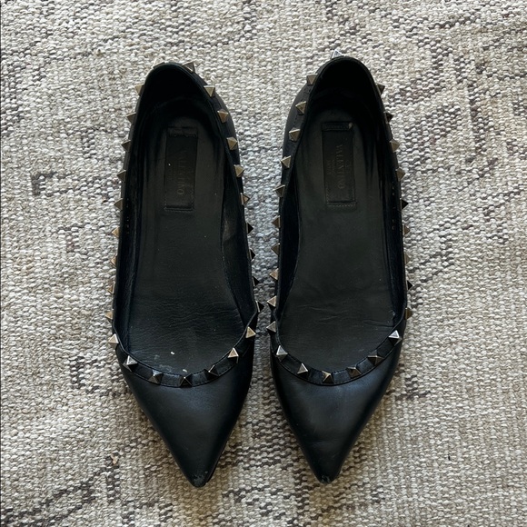 Valentino Black Rockstud Flats